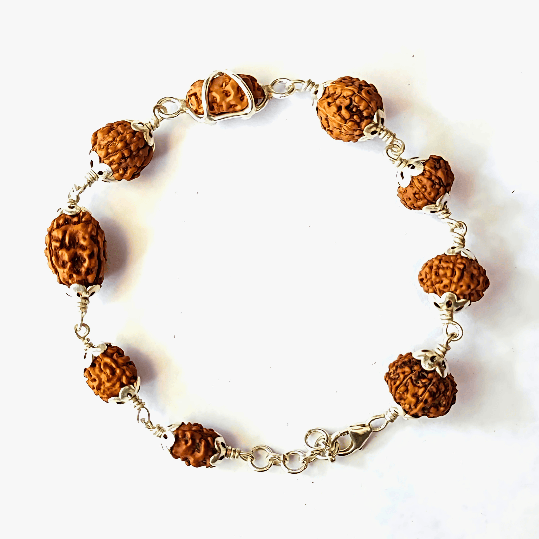 1 To 9 Mukhi Natural Rudraksha Bracelet With Silver Cap With Lab Certificate Ratna Palace