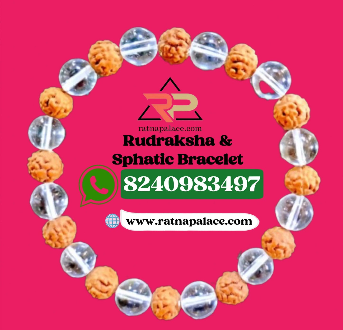 Rudraksh & Sphatik Bracelet With Lab Certificate Ratna Palace