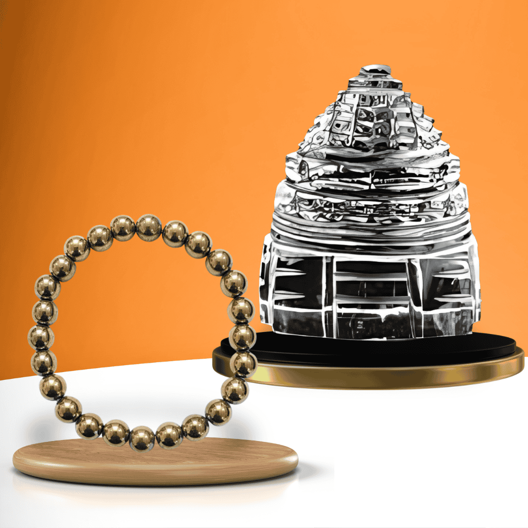 Crystal Sree Yantram + Pyrite Bracelet Ratna Palace
