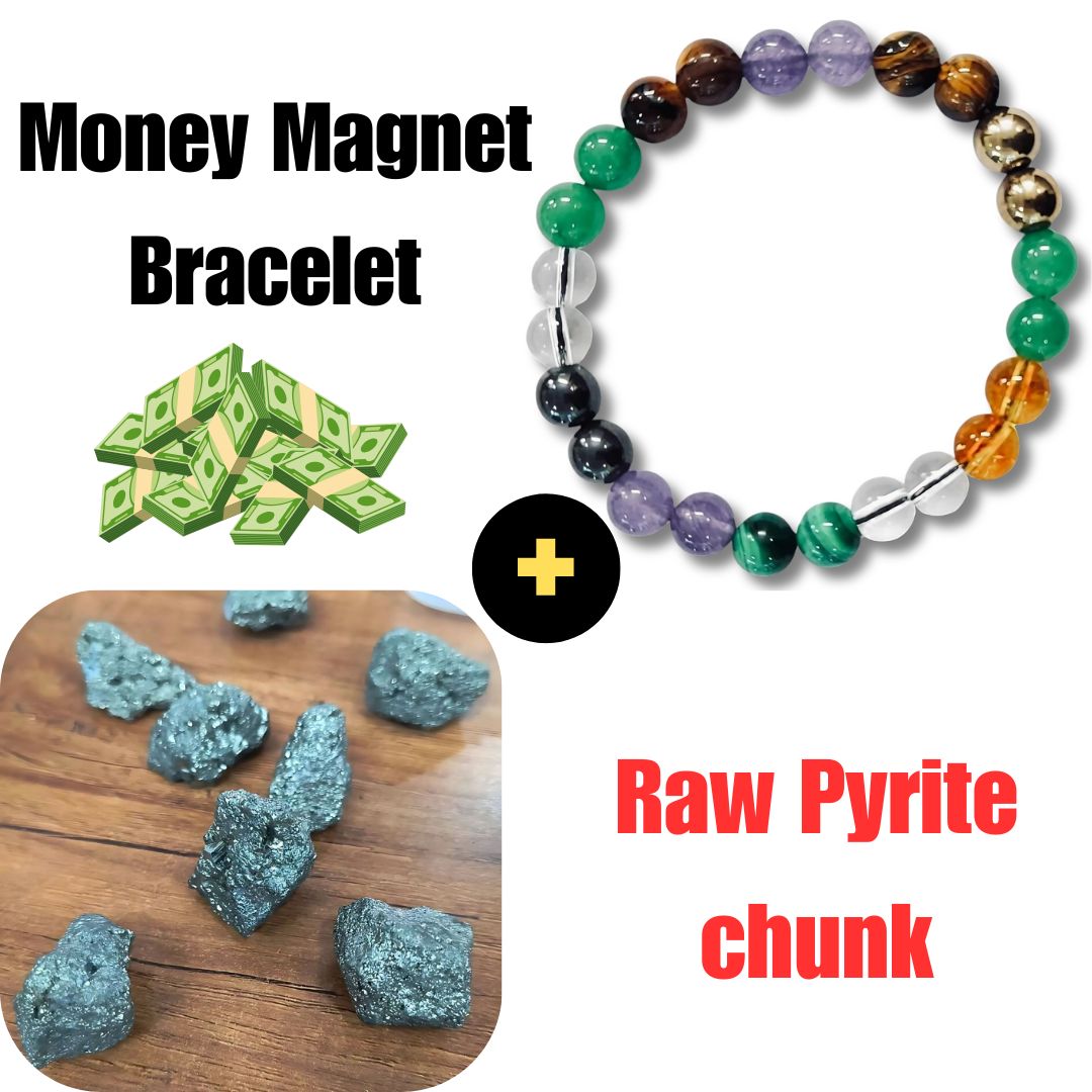 Raw Pyrite chunk + Money Magnet Bracelet with Lab Certificate