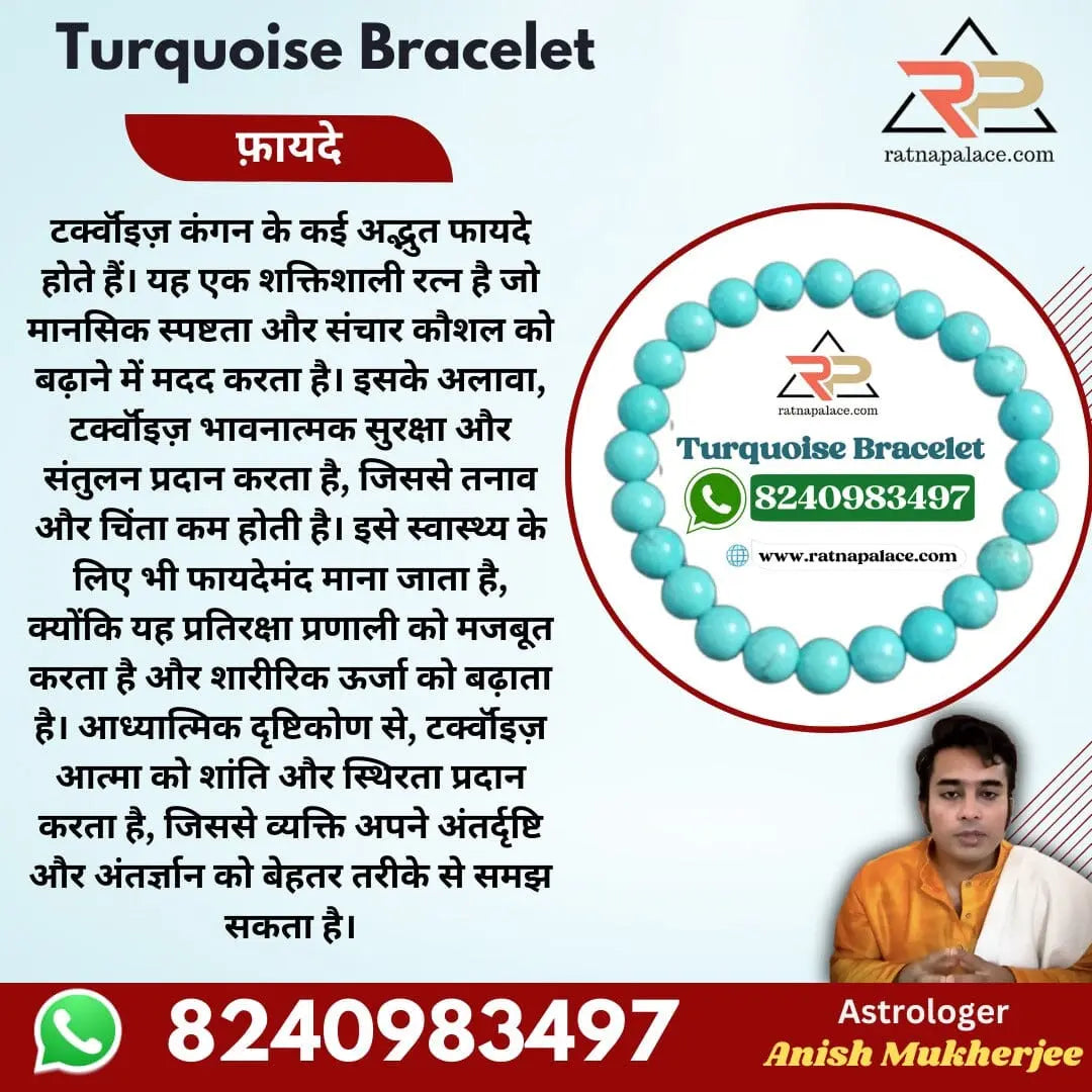 Turquoise (Firoza) Bracelet With Lab Certificate Ratna Palace
