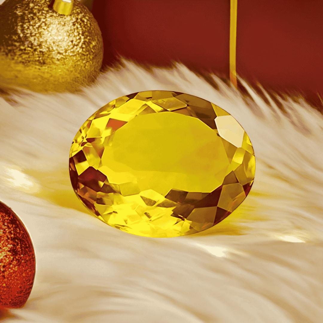 10.25 Ratti Export Quality Citrine Gemstone with Lab Certificate,Body Weight=100 - 110 kg Ratna Palace