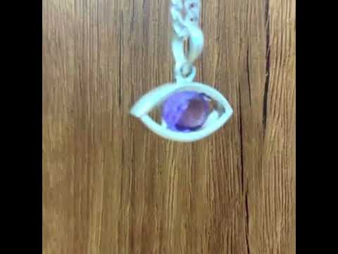 Nazar Dosh Suraksha Silver Pendant with Silver Chain with Amethyst with Lab Certificate
