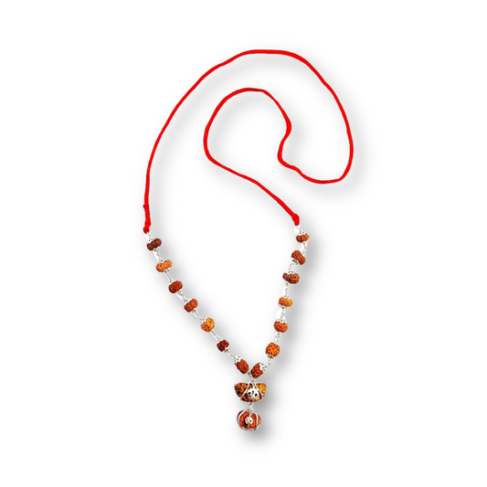 1 To 14 Mukhi Rudraksha Mala WITH GAURI SHANKAR Small Beads in Red Thread With Lab Certificate