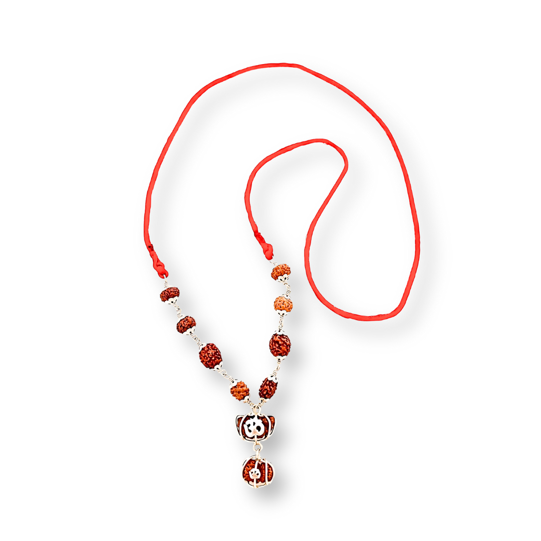 1 To 9 Mukhi Rudraksha Mala With GAURI SHANKAR Small Beads in Red Thread With Lab Certificate