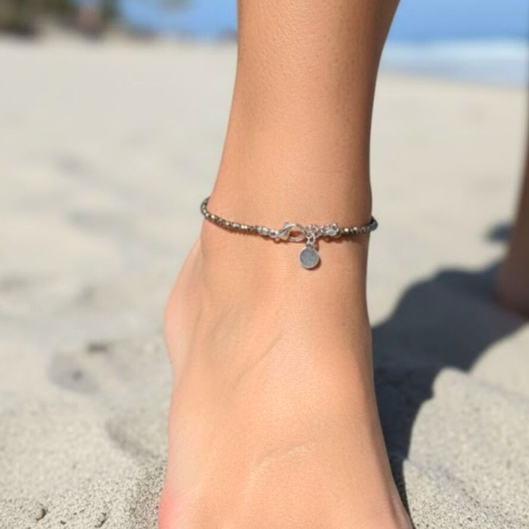 Raw Pyrite Anklet (Payal) - Dhan Vriddhi with Lab Certificate