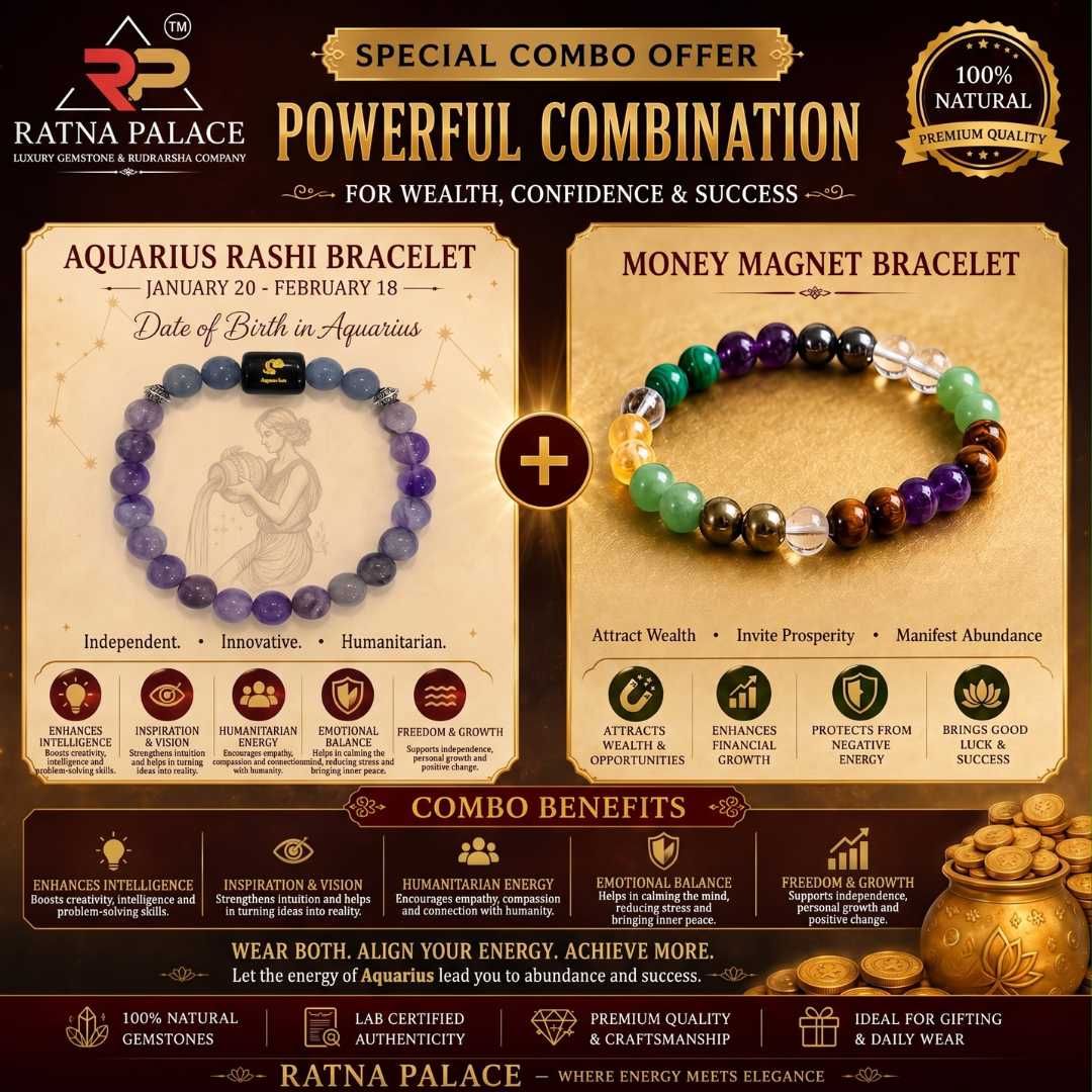 Aquarius (কুম্ভ রাশি/Kumbha)+Money Magnet Bracelet With Lab Certificate