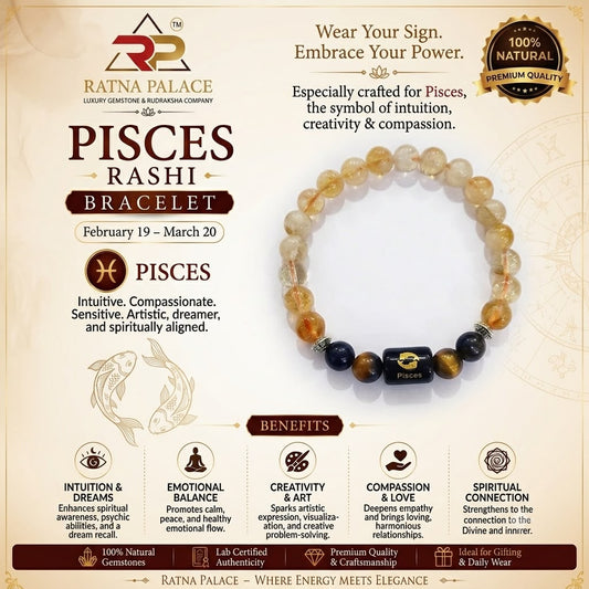 Pisces (মীন রাশি/Meen) Bracelet with Lab Certificate