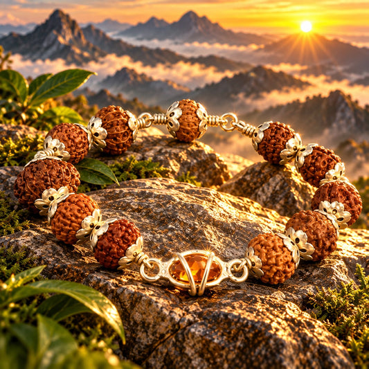 1 to 14 Mukhi Natural Rudraksha Bracelet With Silver Cap With ISO Lab Certificate