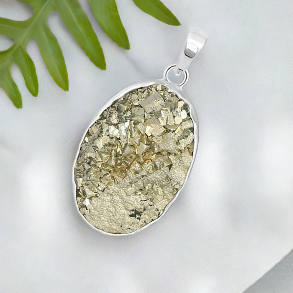 Natural Pyrite Gemstone Pendant with Lab Certificate