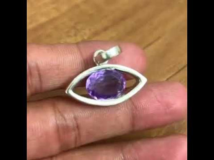 Nazar Dosh Suraksha Silver (Rupo/Chandi) Pendant with Amethyst with Lab Certificate